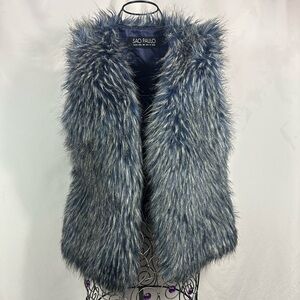 Sao Paulo blue and grey faux fur vest size 2